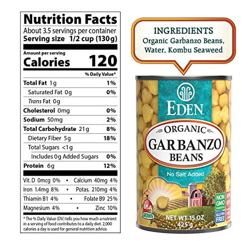 Organic Garbanzo Beans 15 oz No Salt Non-GMO Chickpeas k7