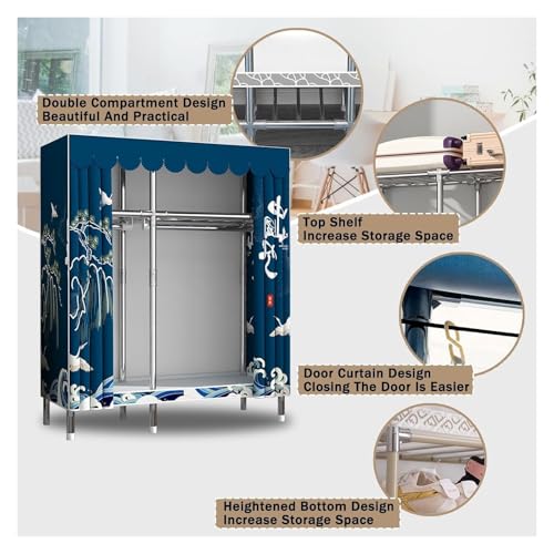 Portable Wardrobe Rack with Shelves and Clothes Rail k7m