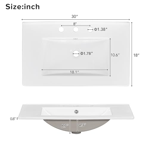 Bathroom Vanity with Sink 2 Drawers White a7
