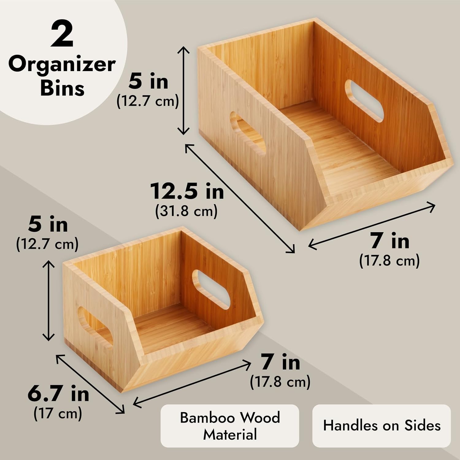 Bamboo Storage Bins 2 Pack for Kitchen Pantry a7