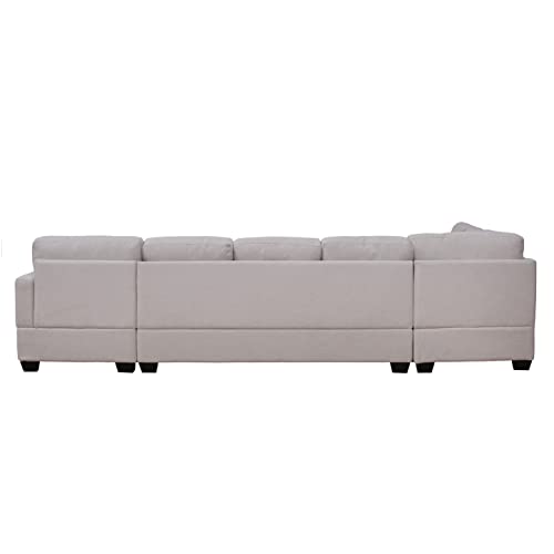 Beige U-Shape Sectional Sofa with Chaise Lounge k7m