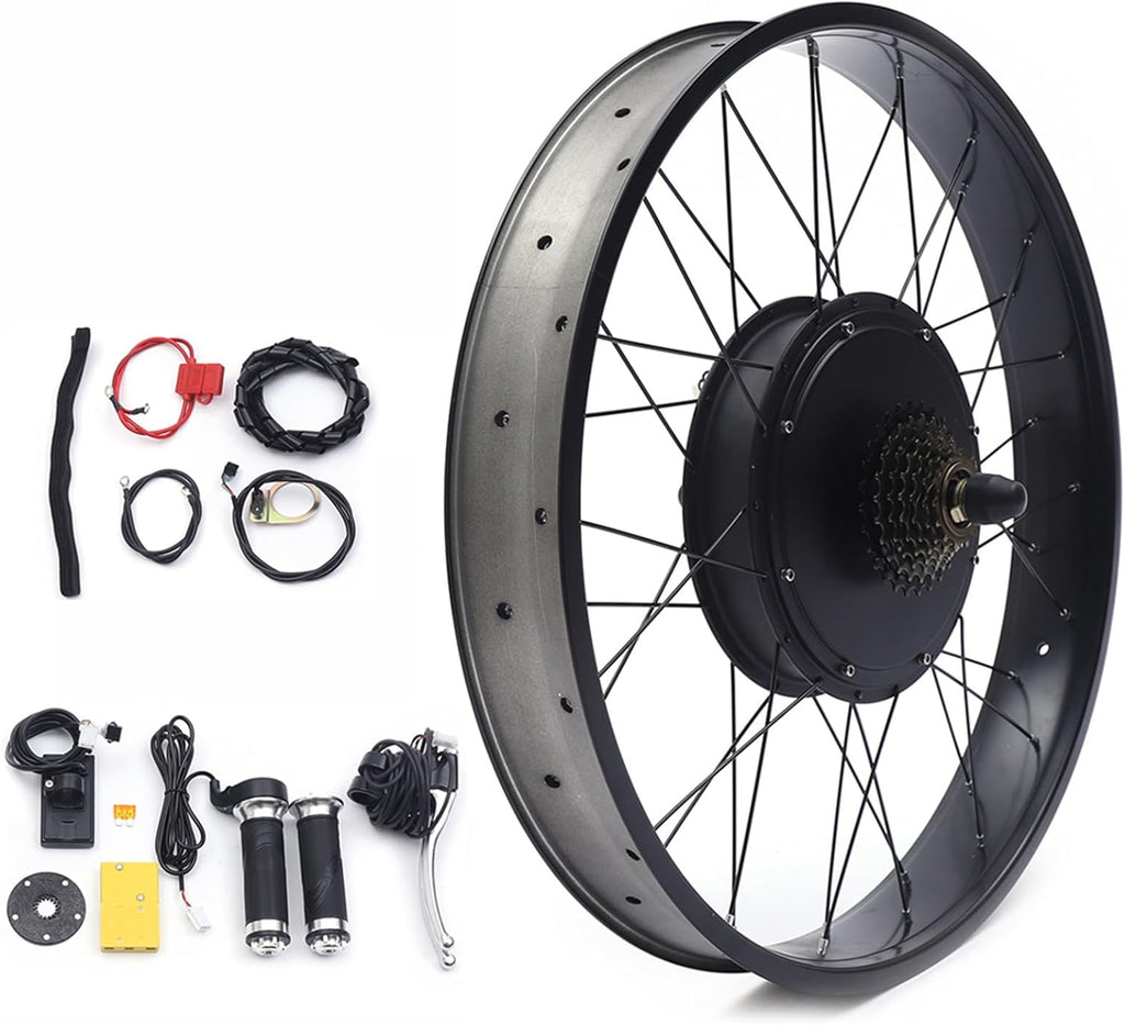 Electric Bike Conversion Kit, 26" 48V 1500W Rear Wheel Electric Fat Tire Ebikes Conversion Kit Ebike Hub Motor Snow Bike Motor Conversion Kit with LCD Display & PAS System Twist Throttle