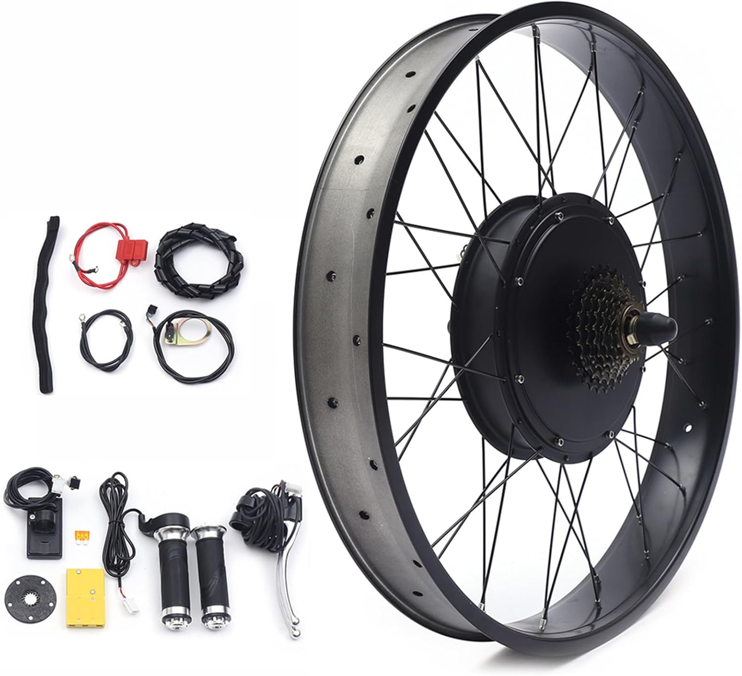 Electric Bike Conversion Kit, 26" 48V 1500W Rear Wheel Electric Fat Tire Ebikes Conversion Kit Ebike Hub Motor Snow Bike Motor Conversion Kit with LCD Display & PAS System Twist Throttle