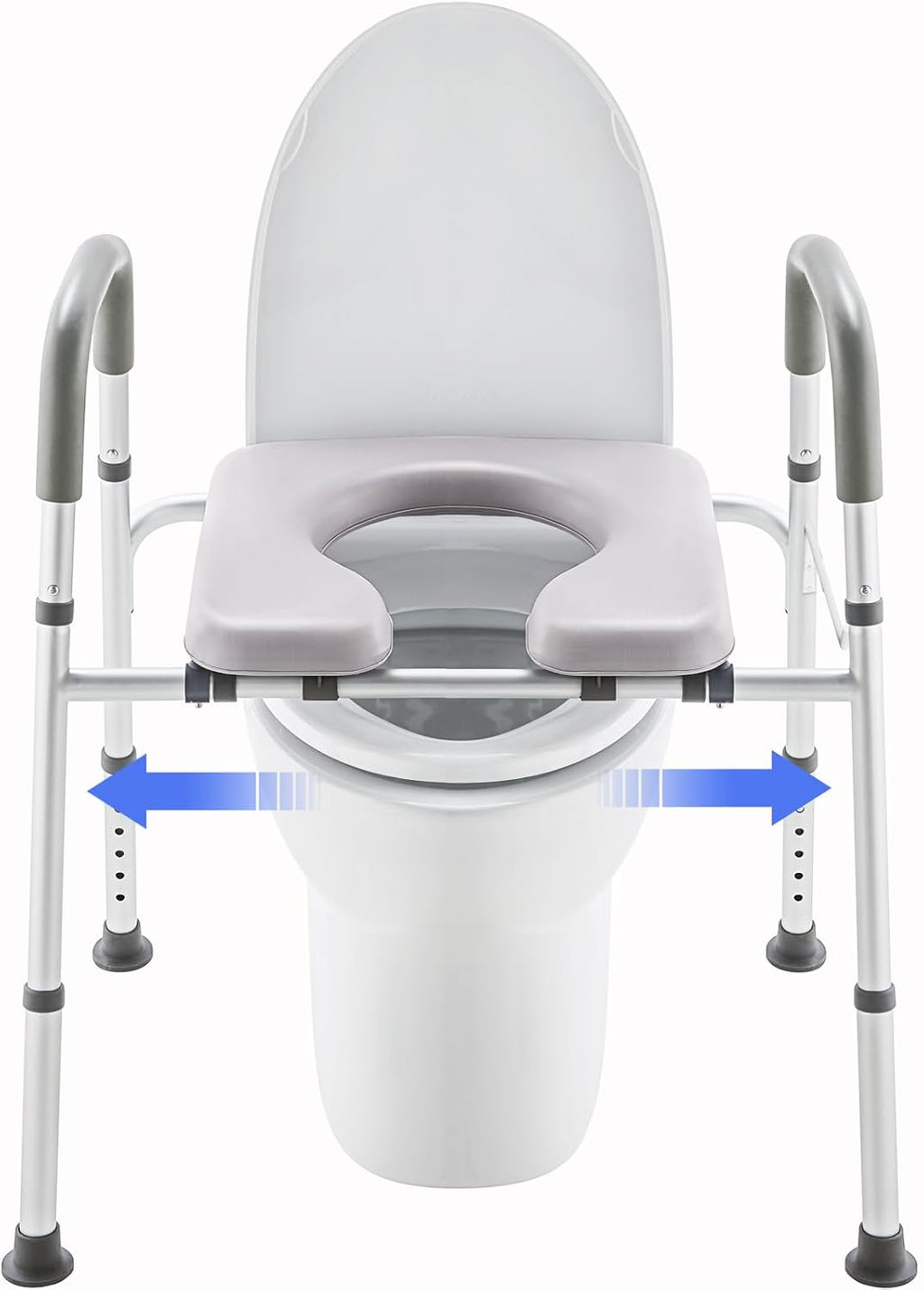 Raised Toilet Seat with Handles 350lb, Adjustable Width/Height Elevated Toilet Seat Riser, Safety Toilet Riser & Commode Chair for Seniors, Handicap, Pregnant
