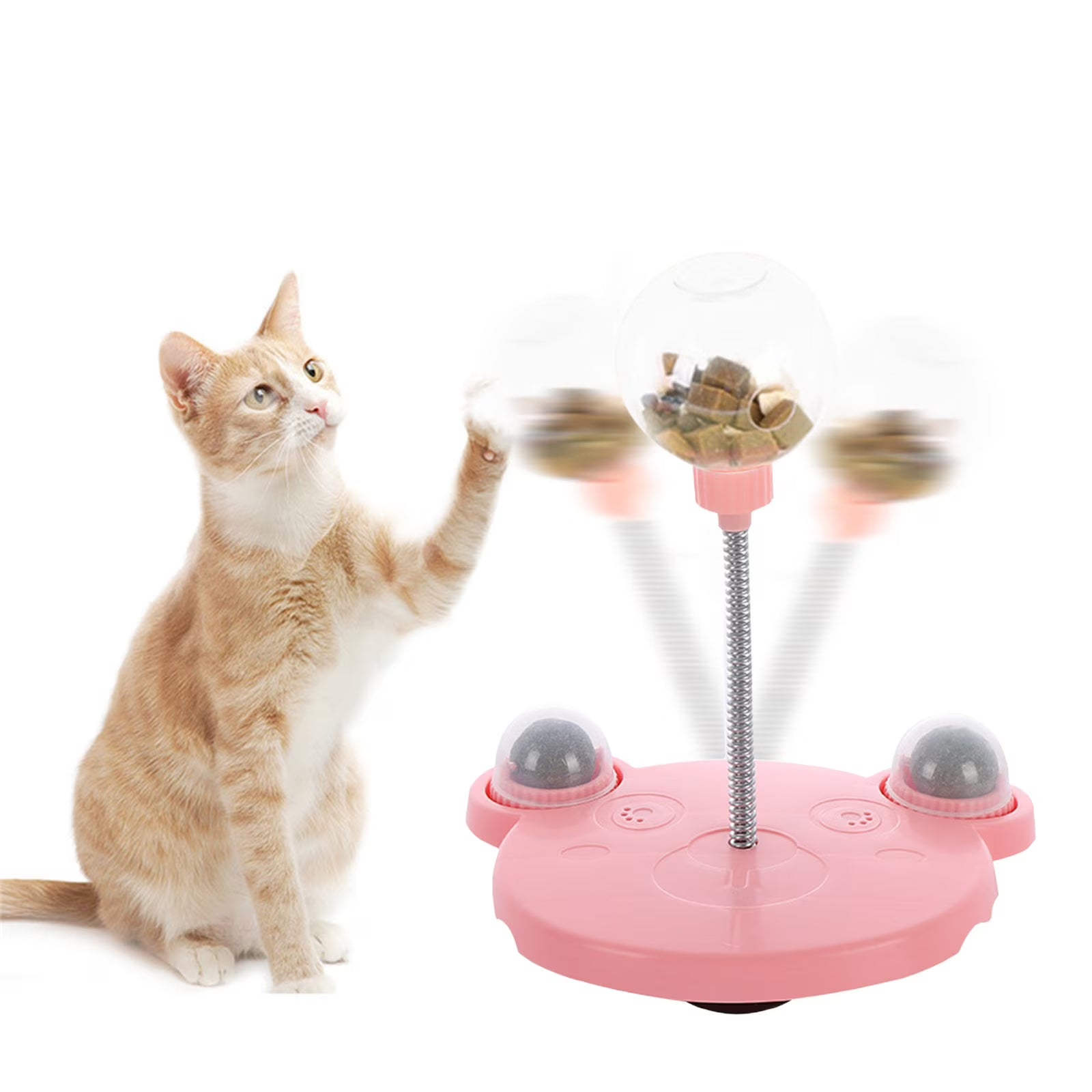 Cat Treat Dispenser, 2025 New Treat Dispensing Dog Toys, Interactive Pet Toy, Multifunctional Slow Feeder Leaking Treats Ball Pet Feeder Toy with Peppermint Balls