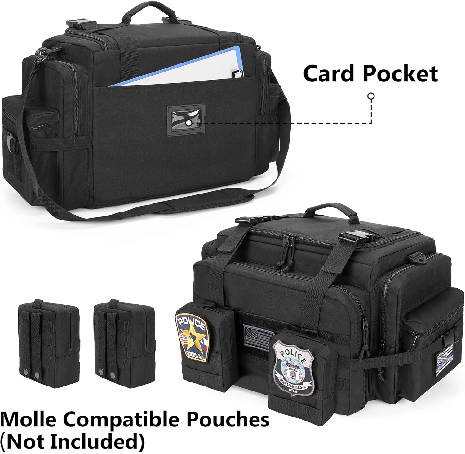 Patrol Bag for Law Enforcement, Car Seat Organizer with Laptop Layer, MOLLE Compatible, Black a7