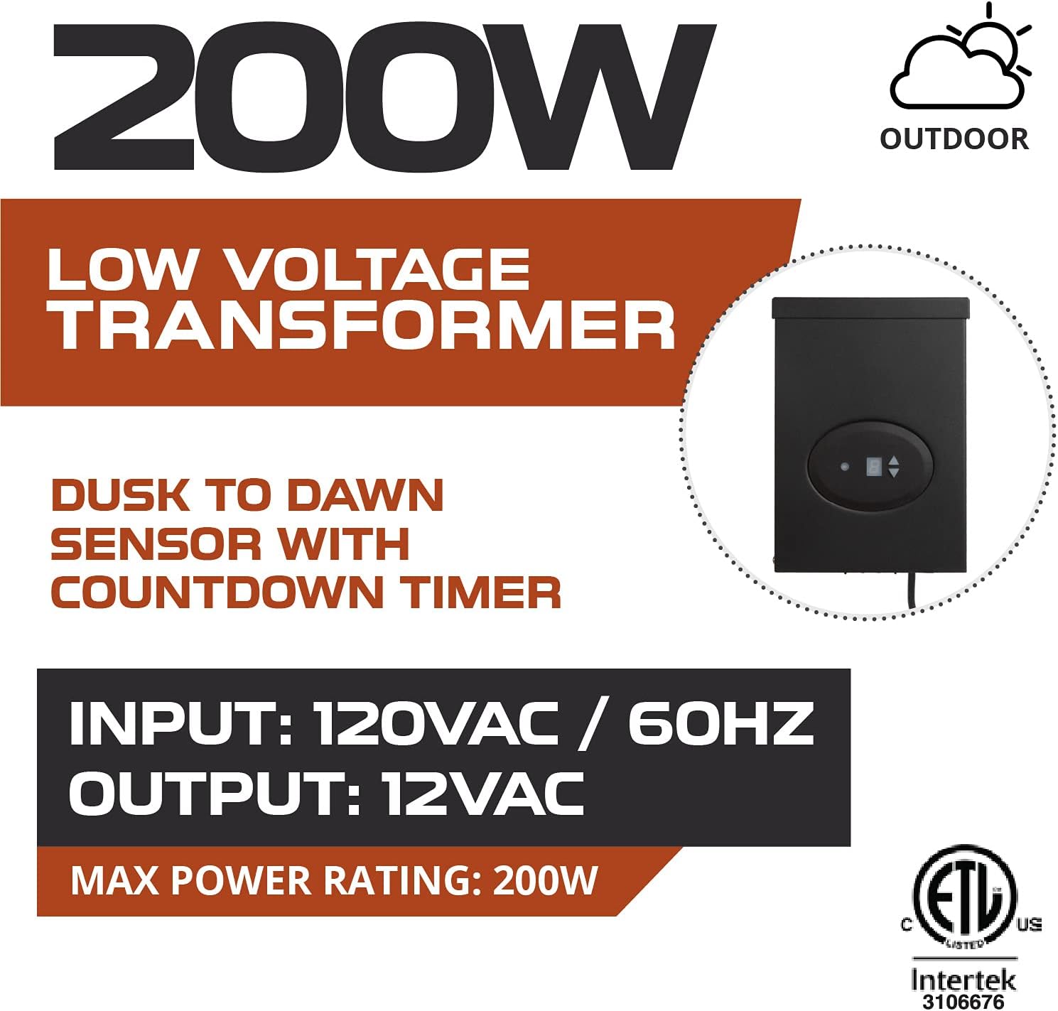 200W Low Voltage Landscape Light Transformer with Timer h7k