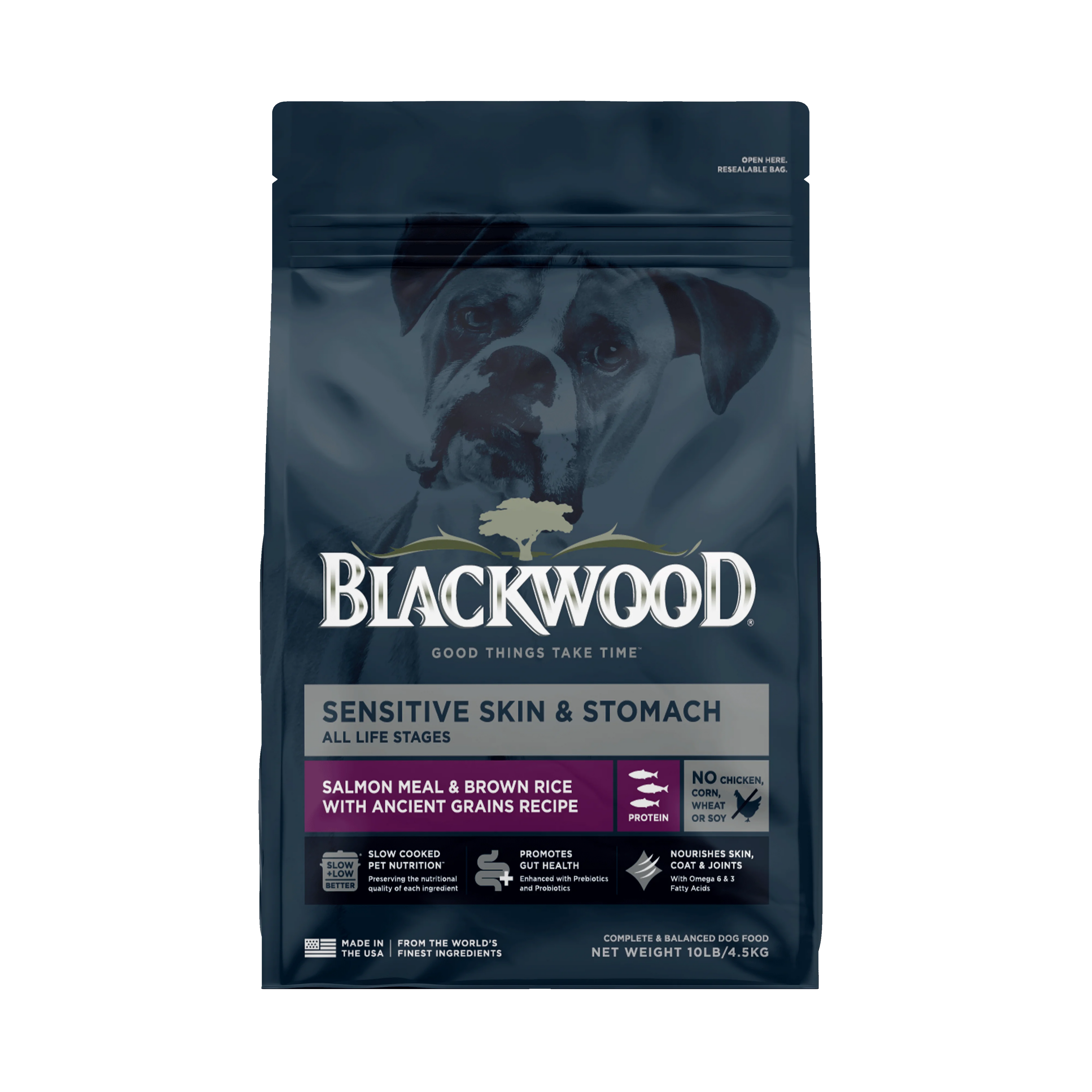 Blackwood Dry Dog Food Sensitive Skin &amp; Stomach Salmon Meal with Ancient Grains 10 lb.