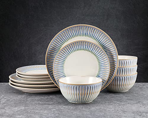Blue 12 Piece Dinnerware Set Service For 4 k7