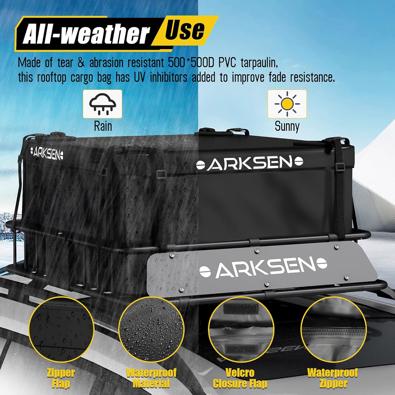 Roof Rack Cargo Basket with Soft-Shell Carrier for SUV Trucks Cars Black k7m