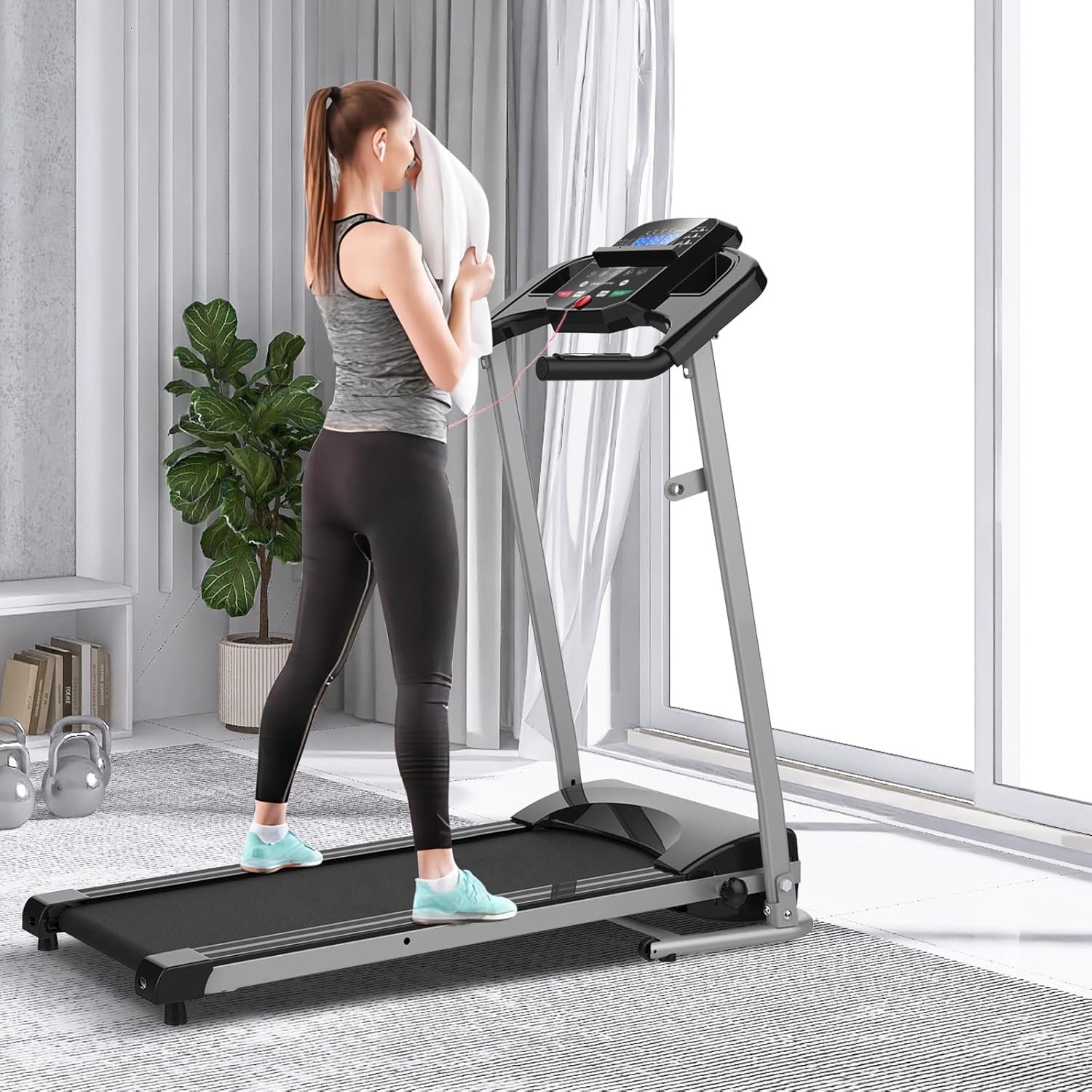 Folding Treadmill for Home Gym with Cup Holder a7