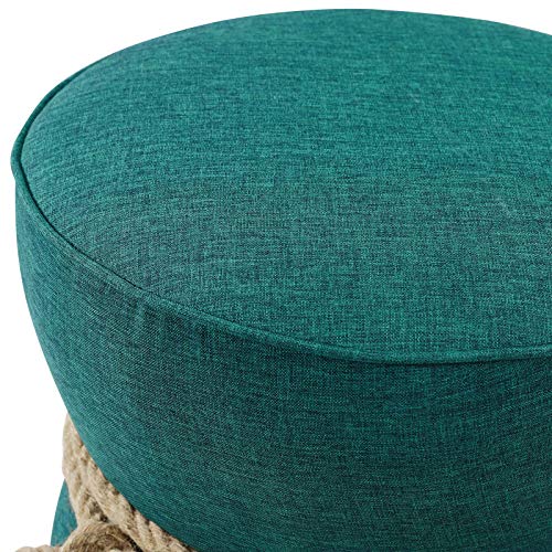 Round Upholstered Ottoman in Atomic Red k7