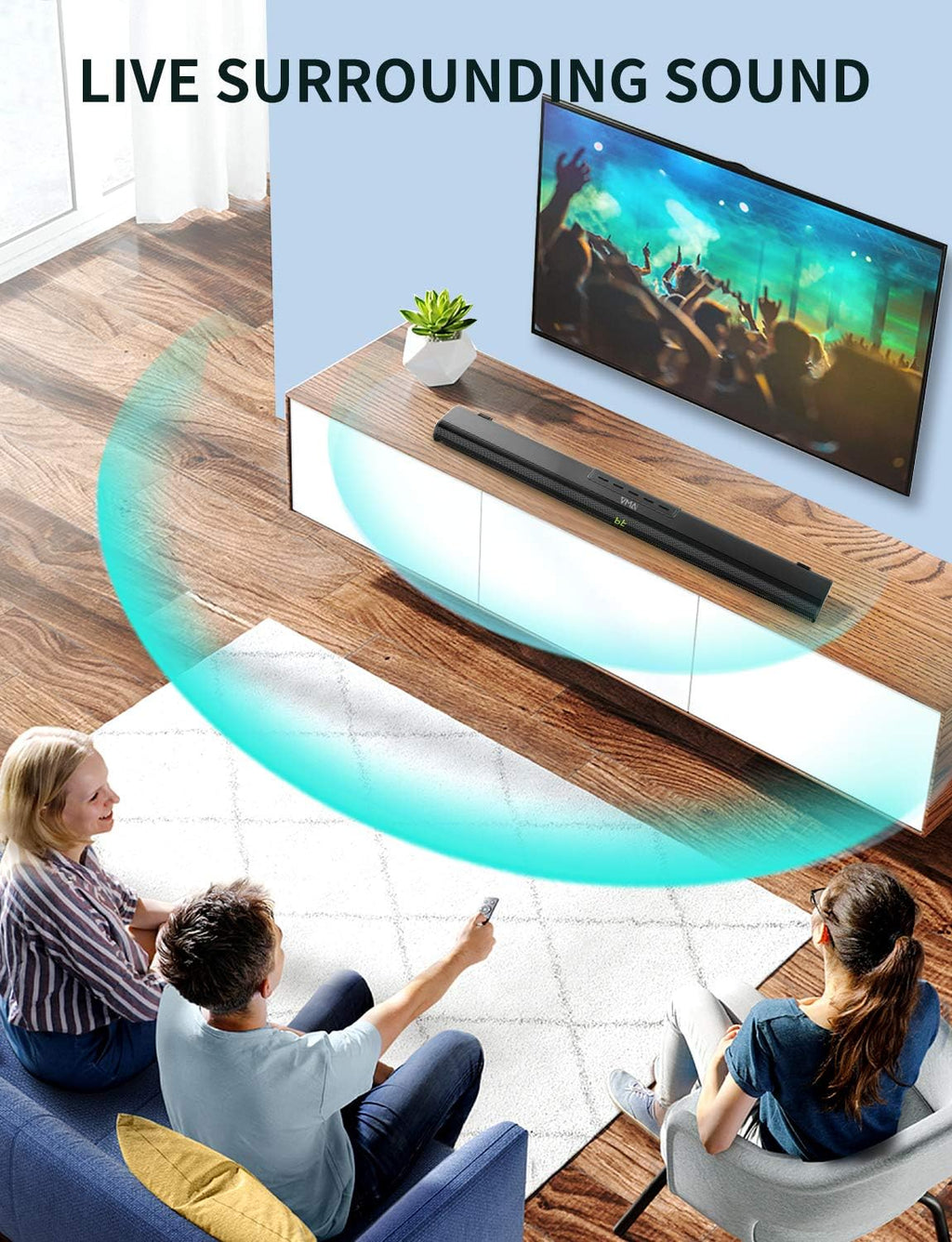 Sound Bar with Built-in Subwoofer Bluetooth 5.0 TV Speaker k7