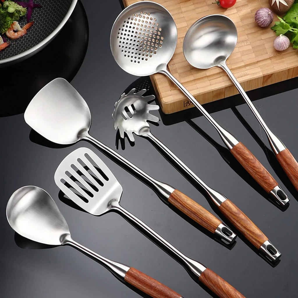 Stainless Steel Kitchen Utensils Set with Holder 7pcs a9