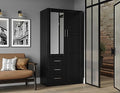 Palace Imports Metro 100% Solid Wood Wardrobe with Mirror, Mocha, 37.75" w x 72" h x 20.75" d