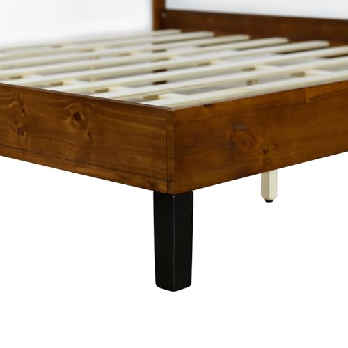 Farmhouse Full Size Bed Frame Tall Headboard Wood Platform q7k