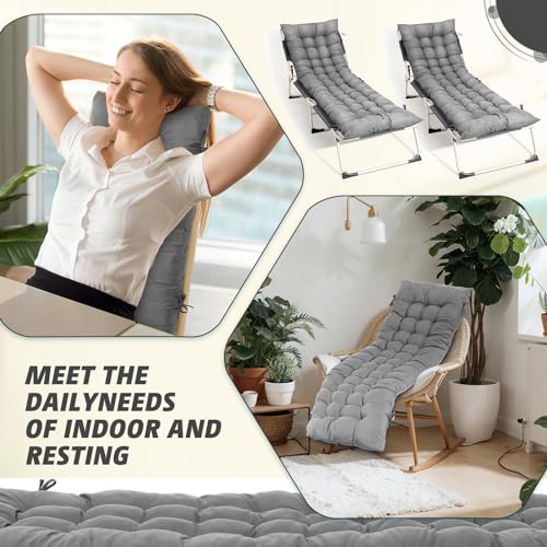 Patio Lounge Chair Cushion 64x19 Inch Recliner Pad Gray k7m