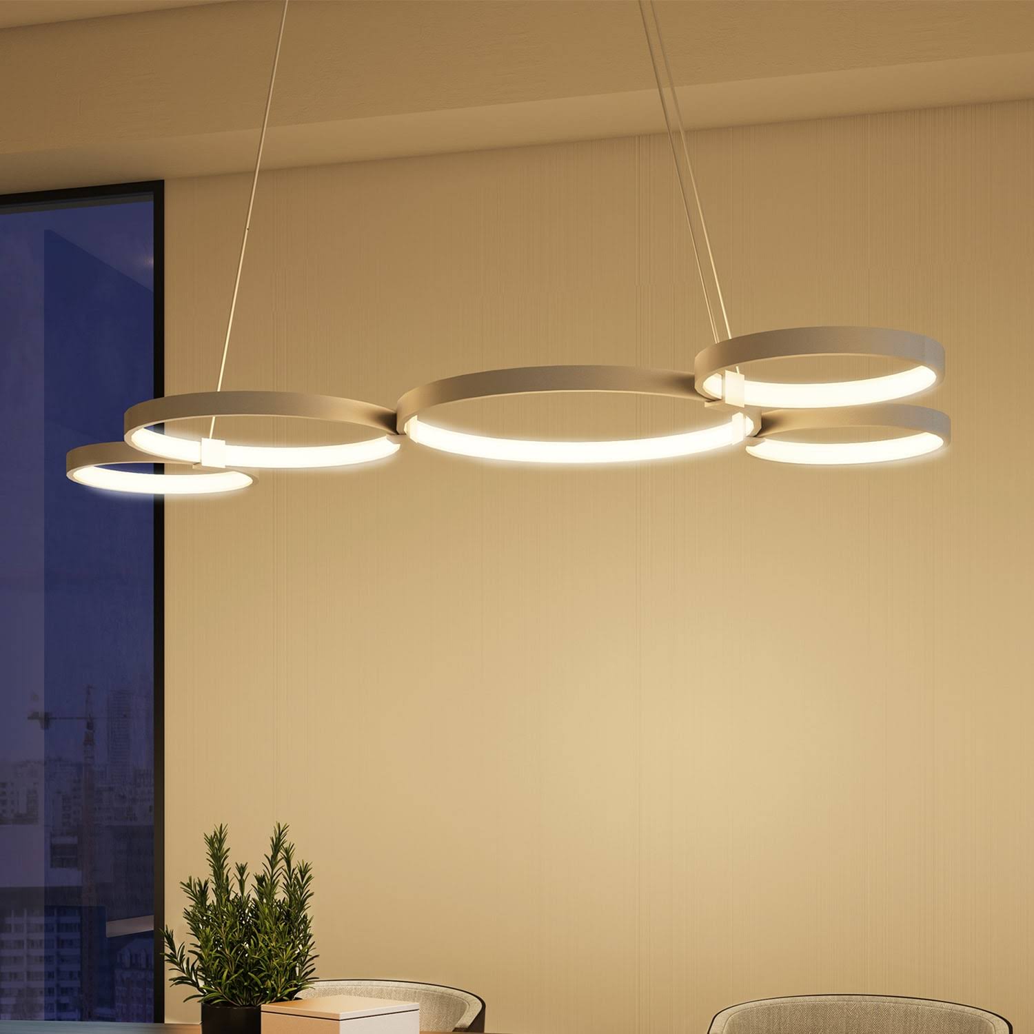Modern LED Multi-Ring Chandelier Silver a7
