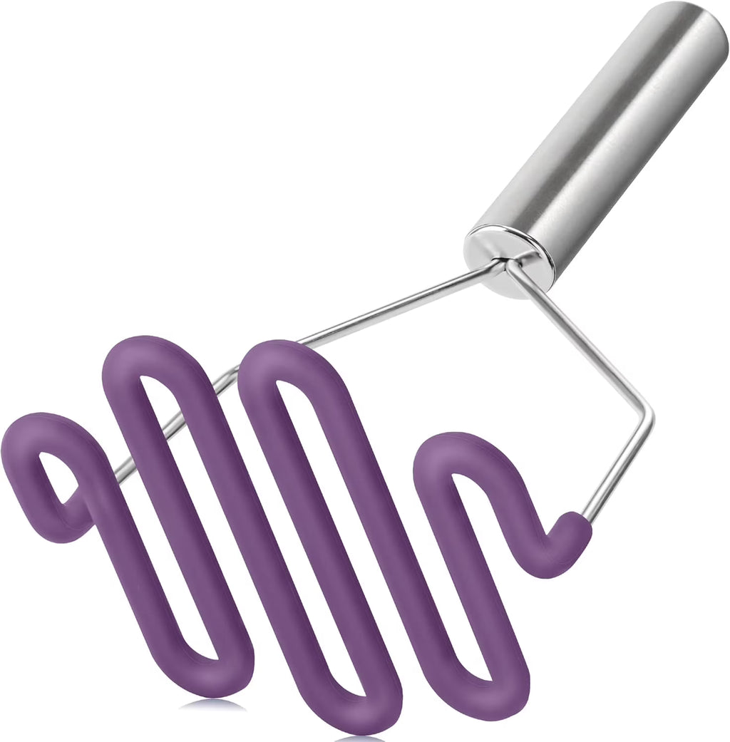 Scratch-resistant silicone potato mash maker, kitchen tool, stainless steel outer layer wrapped with high-quality silicone.