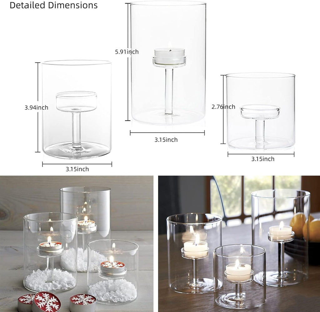 Cylinder Hurricane Candle Holder for Table Centerpieces, Set of 3 k7