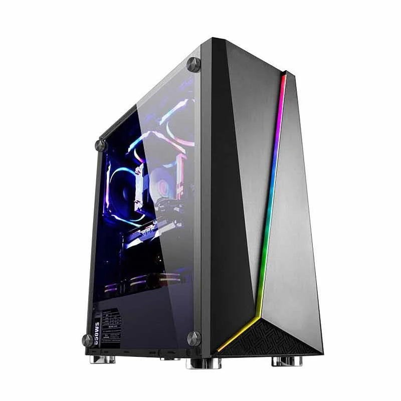 ATX Mid Tower PC Case with Tempered Glass Side RGB k7p