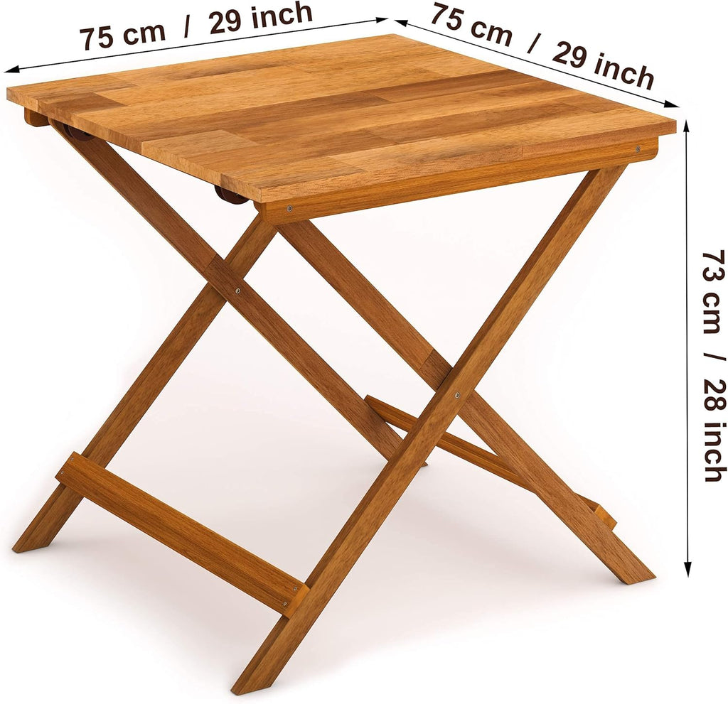 Wood Folding Indoor Outdoor Table 29.5x29.5x28.7 Golden Teak k7