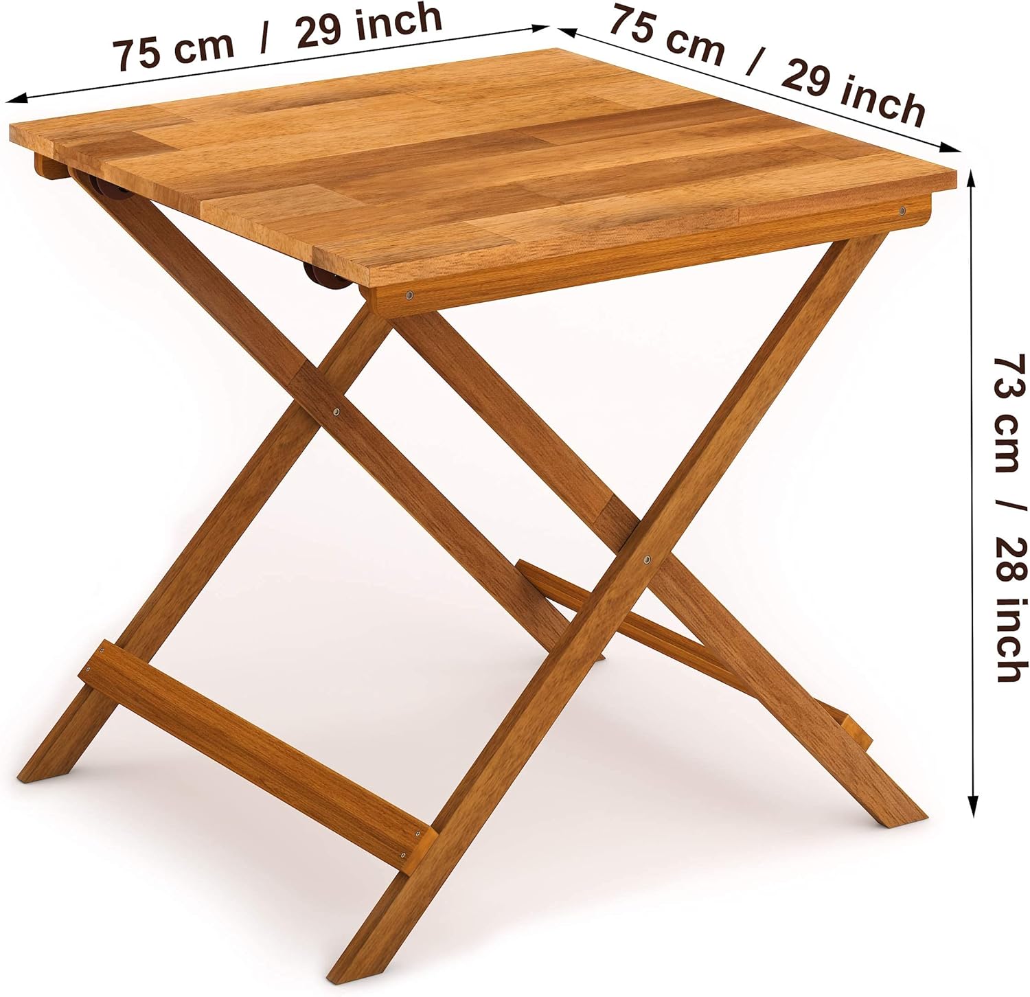 Wood Folding Indoor Outdoor Table 29.5x29.5x28.7 Golden Teak k7