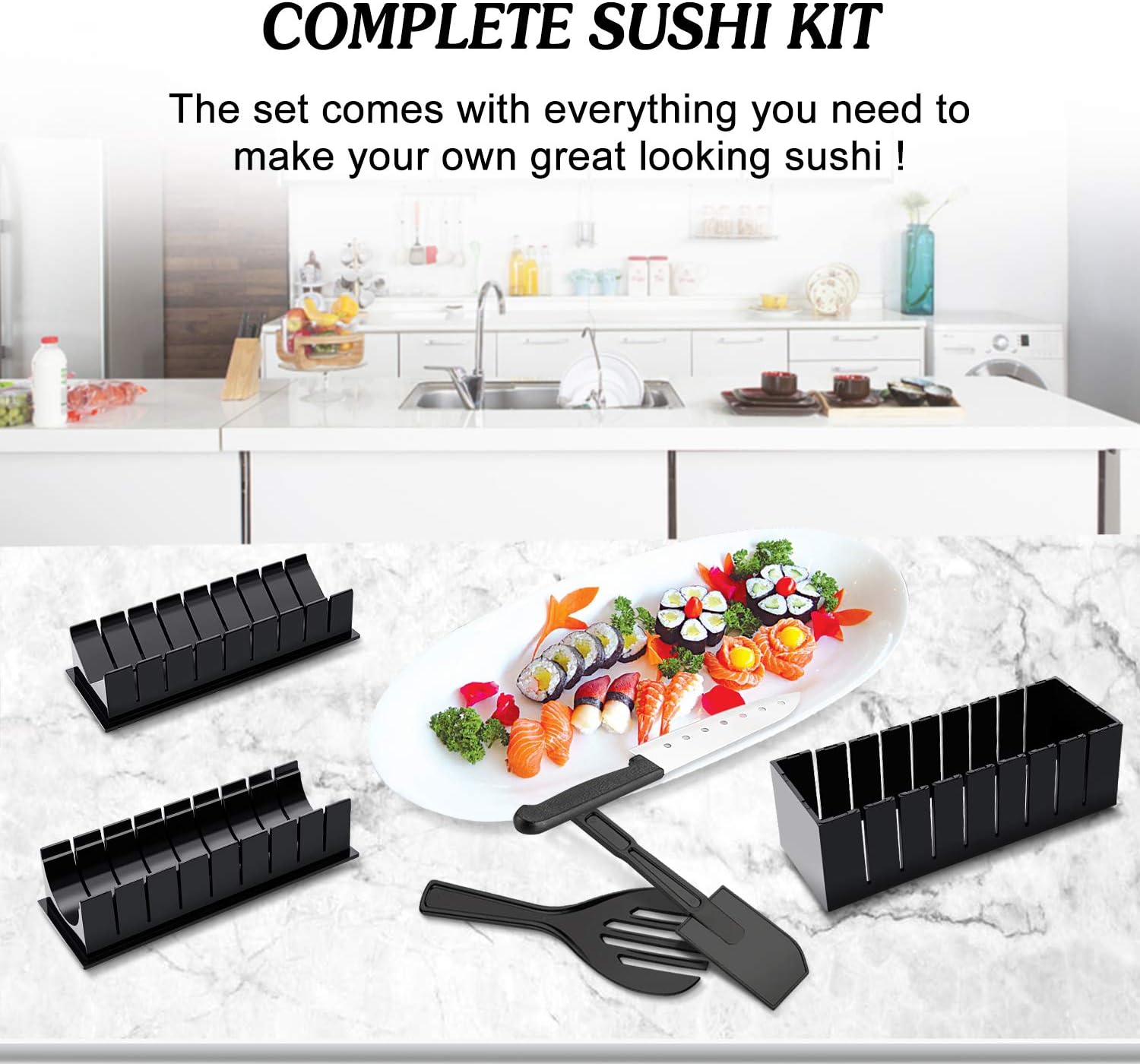 Sushi Maker Kit 11pcs DIY Roll Mold Kitchen A7