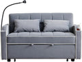 3 in 1 Convertible Sleeper Sofa Couch Bed, Velvet Tufted Loveseat Futon Sofa w USB&Type C Port/Pull Out Bed, Adjustable Backrest,Multi-Pockets for Living Room Apartment Small Space