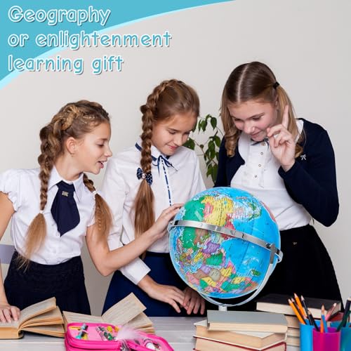 Illuminated World Globe with Stand for Kids Learning Blue a7