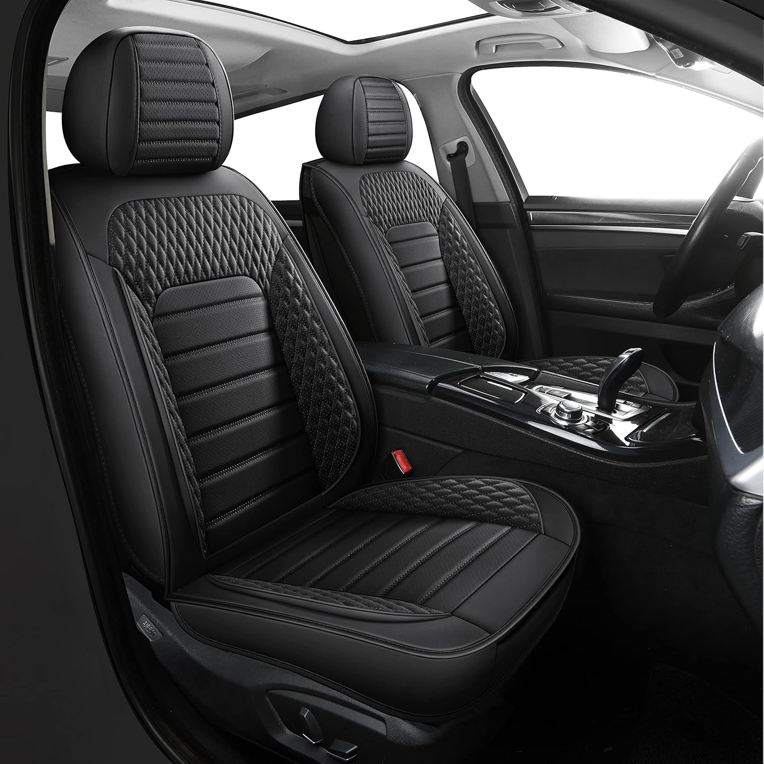 Car Seat Covers Faux Leather for Cars SUV Front Set Grey k7p
