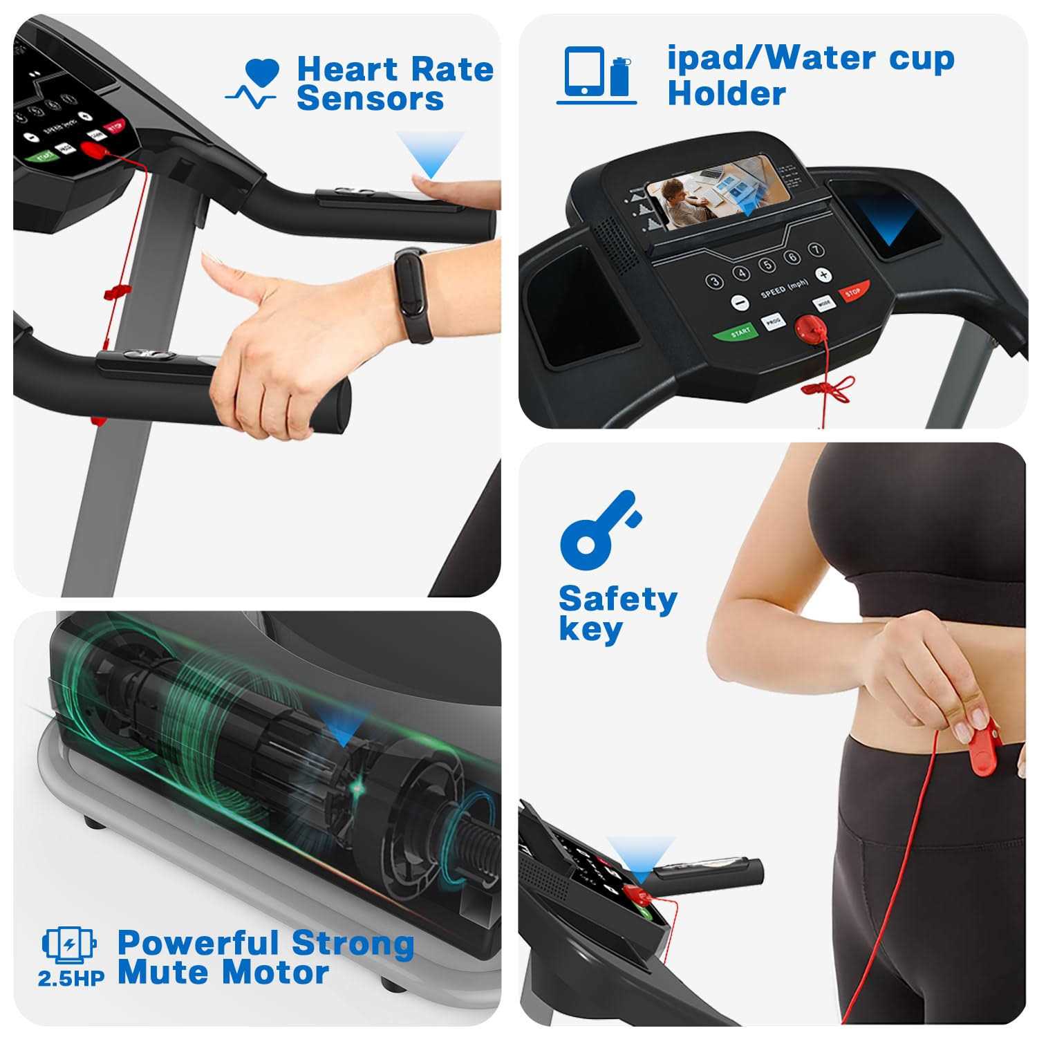 Foldable Electric Treadmill with Incline for Home Workout a7