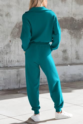 Women's 2 Piece Sweater Set Zip Up Tracksuit Outfit k7