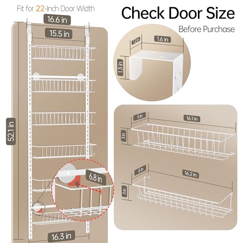 Over the Door Pantry Organizer 6-Tier Metal Storage Rack White a7