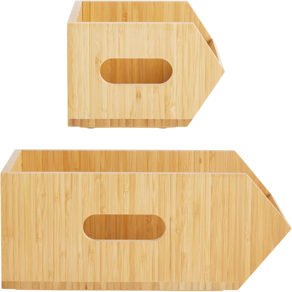 Bamboo Storage Bins 2 Pack for Kitchen Pantry a7