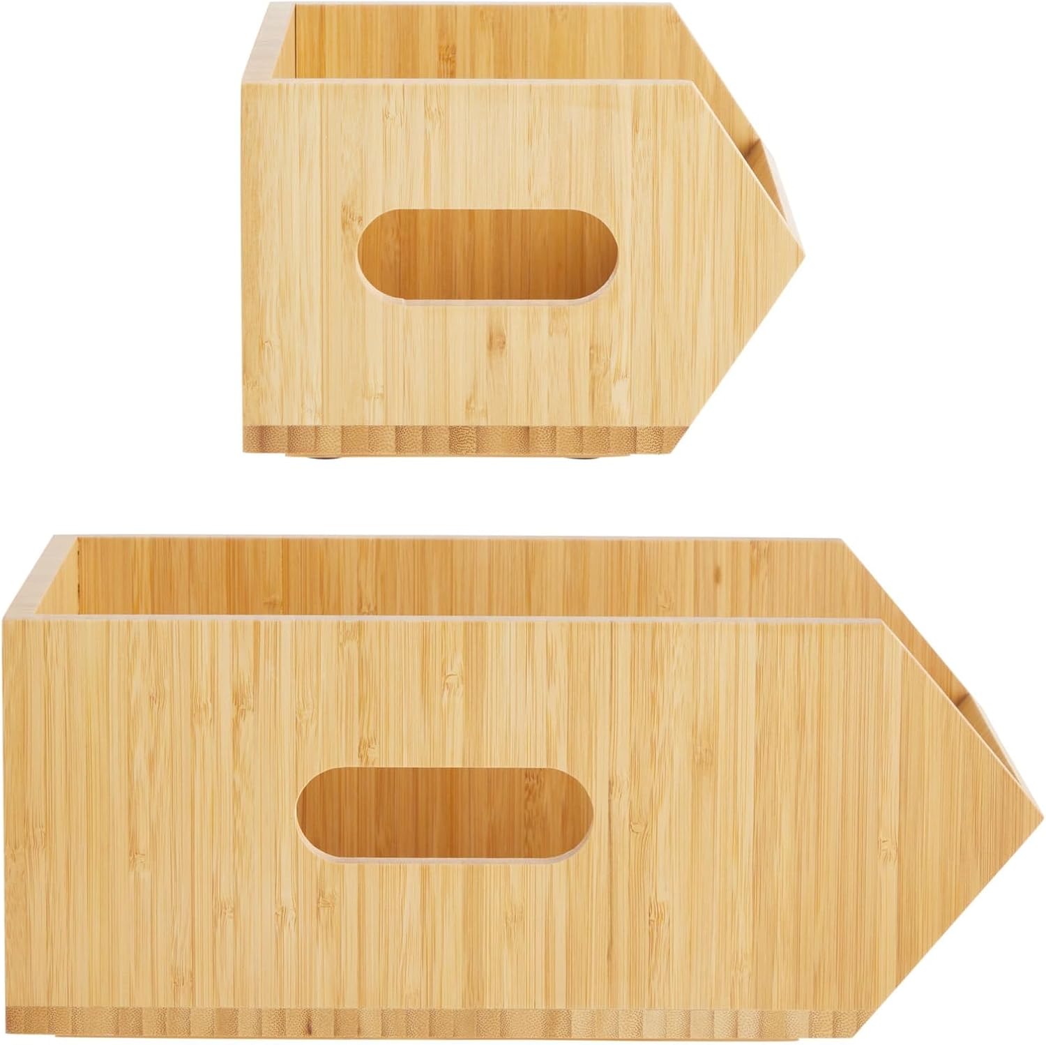 Bamboo Storage Bins 2 Pack for Kitchen Pantry a7