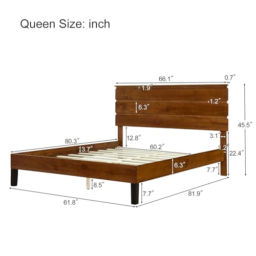 Farmhouse Full Size Bed Frame Tall Headboard Wood Platform q7k