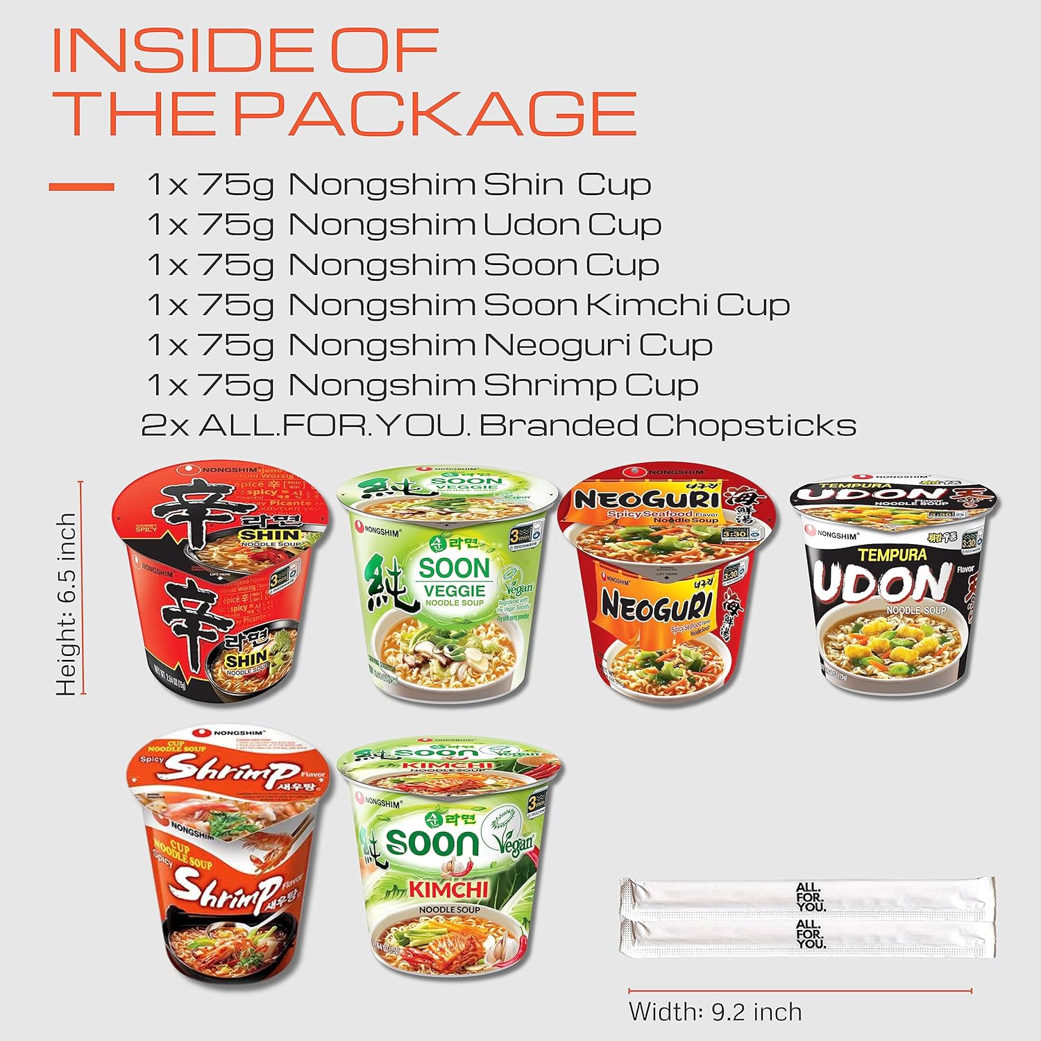 Spicy Ramen Noodle Variety 6-Pack Cup Soup Asian Korean Food k7