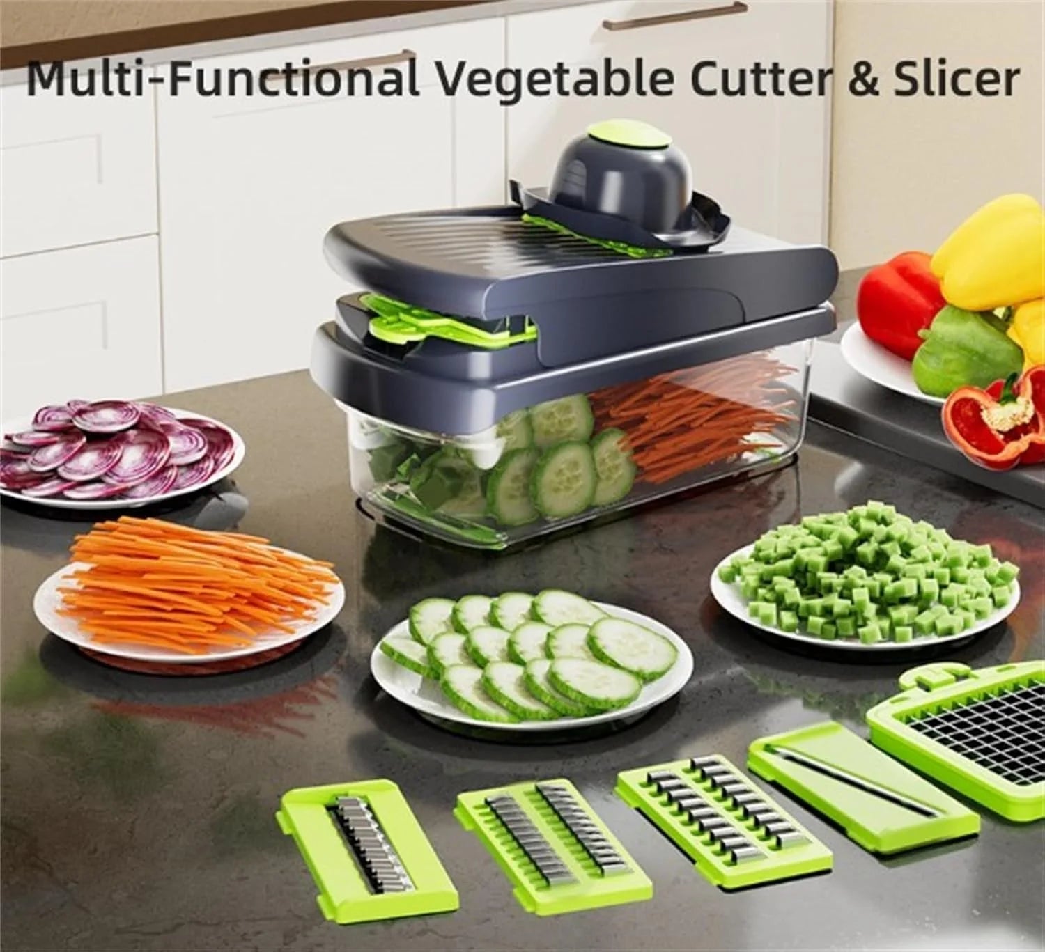 Vegetable Cutter & Slicer Set, Stainless Steel Blades, Pink k7