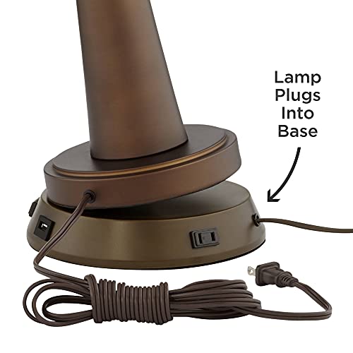 Rustic Industrial Table Lamp with USB and AC Outlet 26 High Bronze k7p