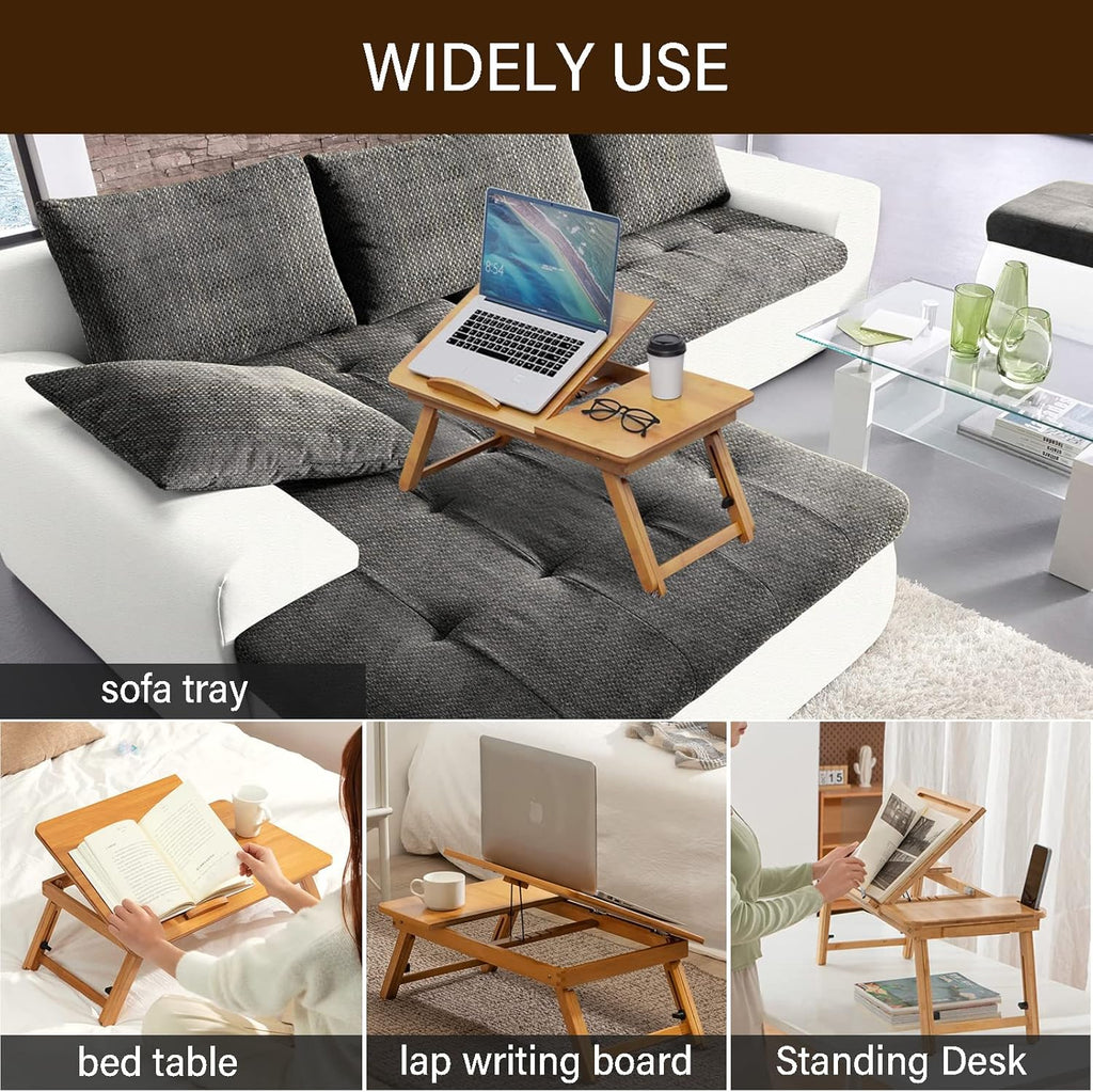 Bamboo Adjustable Laptop Desk Tray q7k