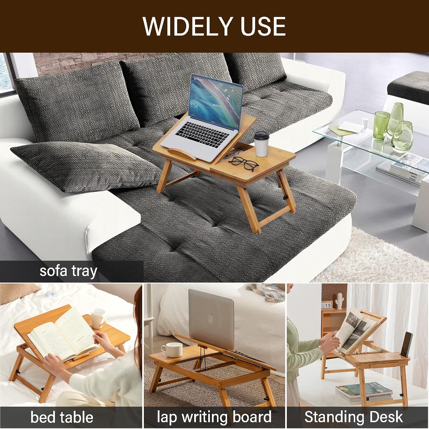 Bamboo Adjustable Laptop Desk Tray q7k