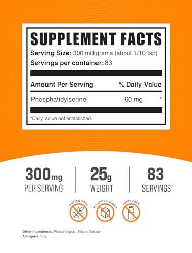 Phosphatidylserine Powder Supplement from Soy Beans, 300mg per Serving 500g k7