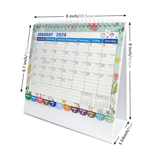 Desk Calendar 12 Months with To-Do List, Pink Floral a7