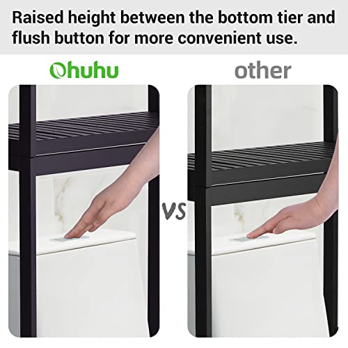 Bamboo 3-Tier Over Toilet Storage Shelf with Paper Holder and Hooks k7m