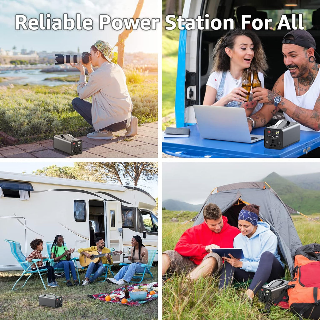 Portable Power Station 150WH Camping Battery Dual AC Outlet Solar Ready k7