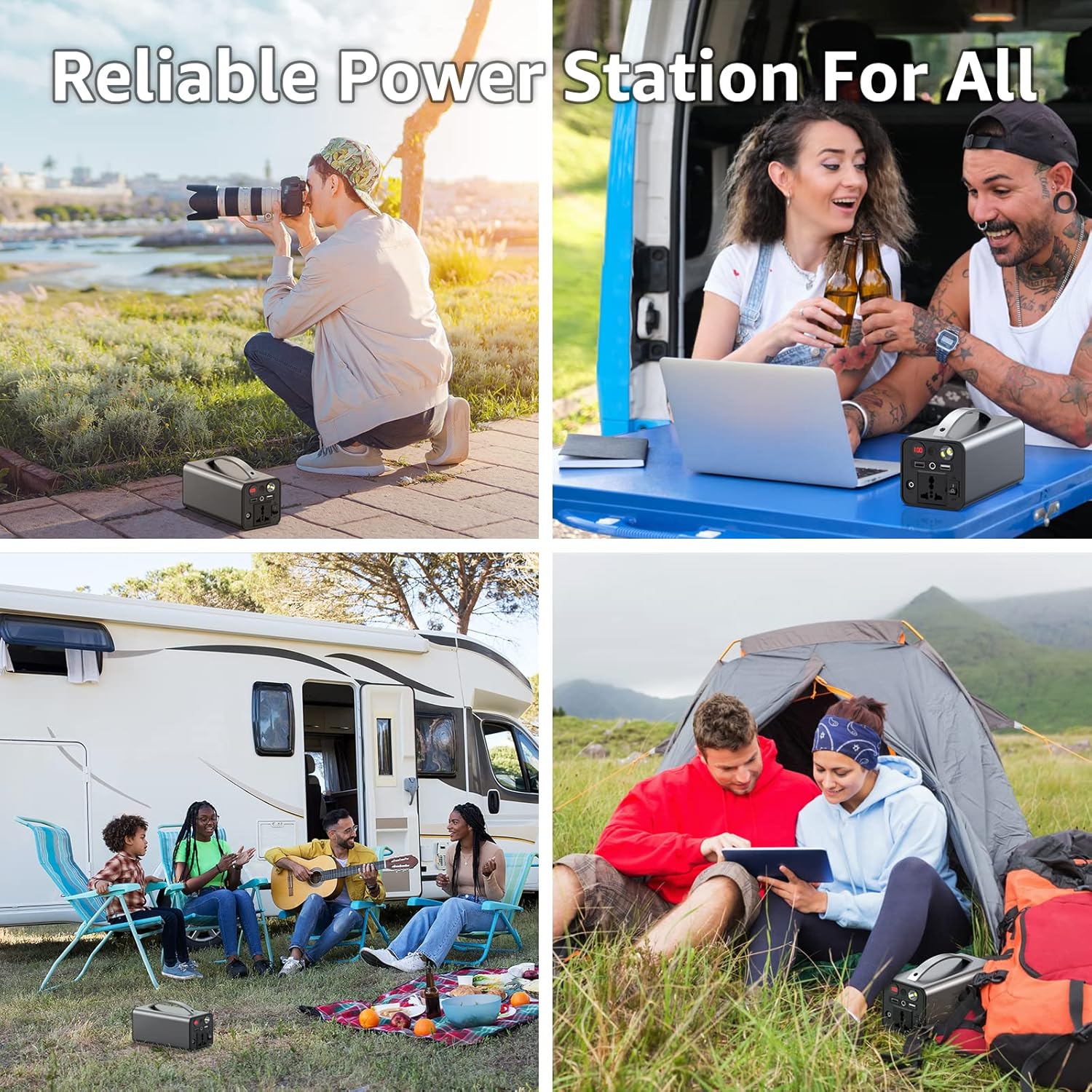 Portable Power Station 150WH Camping Battery Dual AC Outlet Solar Ready k7