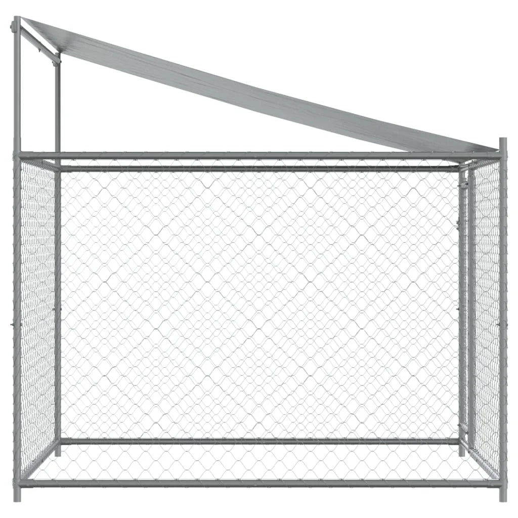 Dog Cage with Roof Gray 6.6x6.6x6.6 Galvanized Steel a7