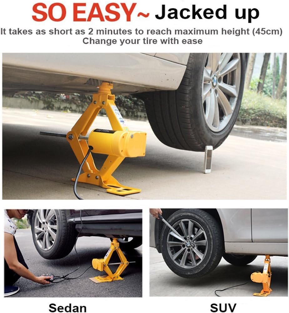 Car Floor Jack 3 Ton 12V Scissor Lift Set for Sedans SUV w/ Double Saddles Remote Tire Change Tool Kits a7