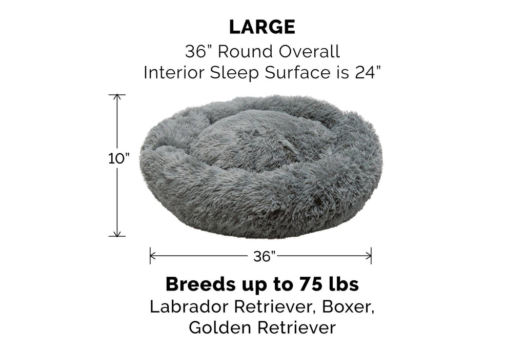 Calming Donut Dog Bed Large Mist Gray k7